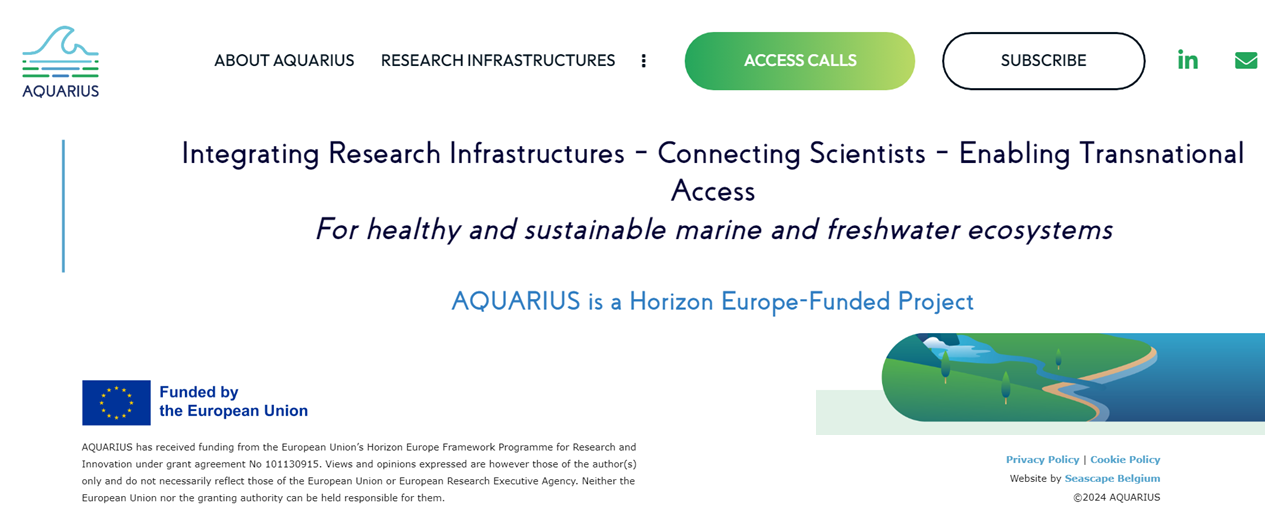 Proyecto AQUARIUS: Servicios de infraestructura de investigación acuática para la salud y sostenibilidad de los ecosistemas marinos y de agua dulce europeos